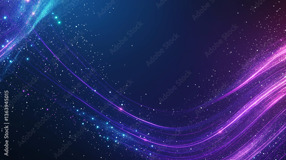 Poster abstract cosmic waves: evocative digital artwork showcasing vibrant flowing lines and shimmering par