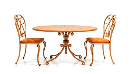 Wooden table and chairs in a dining room or cafe setting, with a comfortable and empty design, ideal for a business or home environment