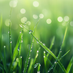 Fototapeta premium Autumn Dew on Grass During White Dew Season