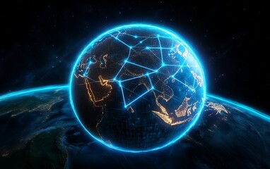 Obraz premium Global Network, Night Earth