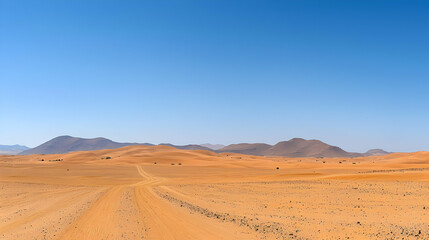 Vast Desert Landscape Under Clear Blue Sky