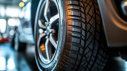 Tire car banner. Tyre change. Automotive repair. Rubber wheel ad poster design. Sale in auto service. Vehicle garage promotion. Transport workshop. Vector exact advertising background