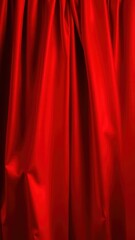 Red silk satin. Curtain. Luxury background for design. Soft folds. Shiny smooth flowing fabric. Wavy. Christmas, Valentine, Valentine's day, anniversary, awarding, festive.