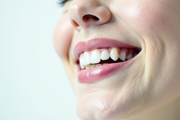 Naklejka premium Single aching tooth, sharp focus, stark white backdrop , medical, dental hygiene, closeup