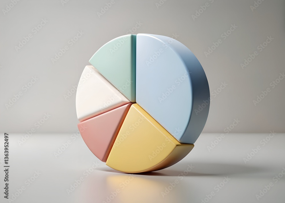 Poster pie chart of data: a vibrant pie chart, segmented into colorful sections, visually represents data d