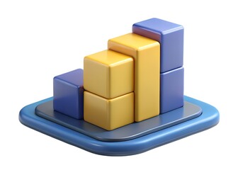 Naklejka premium Financial Growth in Focus: A dynamic 3D rendering of a bar graph, symbolizing growth and success.