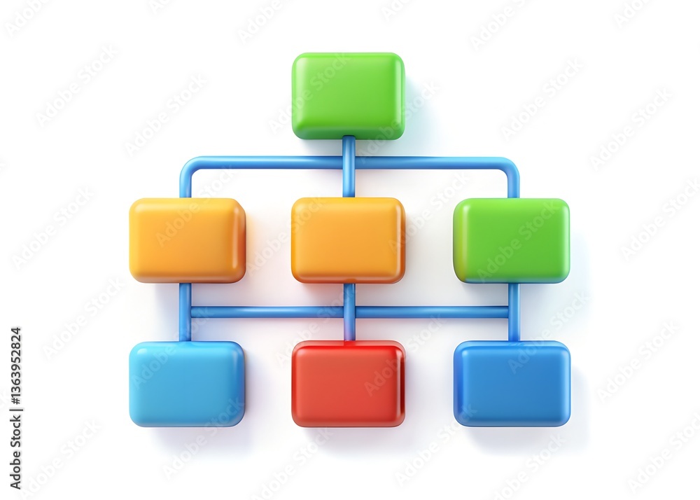 Poster visualizing strategy: a vibrant, 3d-rendered organizational chart illustrates connections, processes