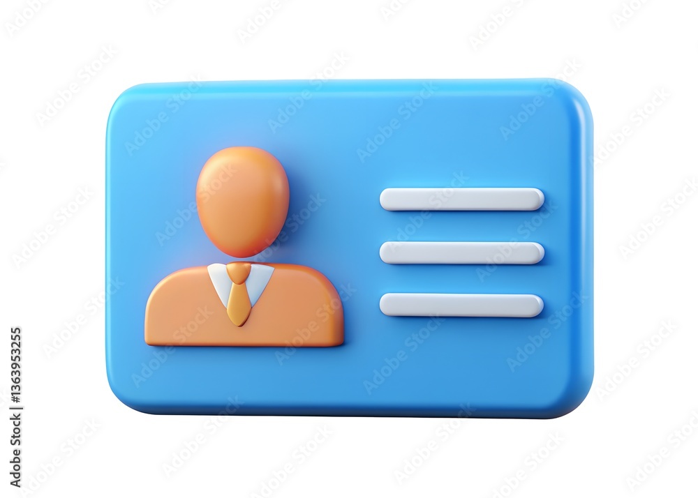 Poster identity card illustration: a modern 3d rendered illustration of an identity card, clean design. the