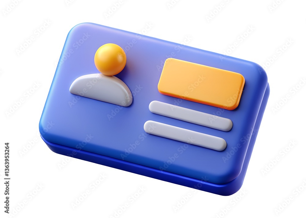 Poster simplified identity: a three-dimensional representation of a user's id, symbolizing access and perso