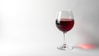 Single glass of red wine on white backdrop, clean lines , wine tasting, photography, texture