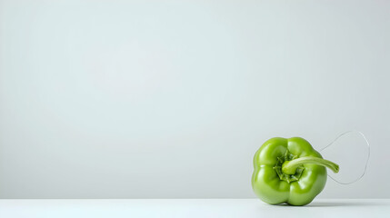 Green Bell Pepper With Water Splash On White Background