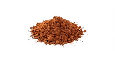 Brown Cocoa Powder Pile on White Background