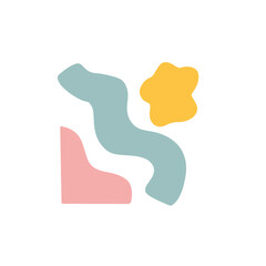 Yellow, blue, red abstract shape 