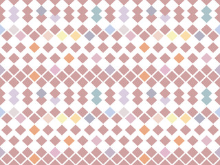 Seamless geometric pattern with triangles in a retro design, featuring pink tones and checkered texture, perfect for wallpaper, fabric, or textile decoration