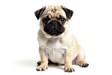 Obraz premium Adorable pug dog, isolated on white background, face, stock photo, sweet