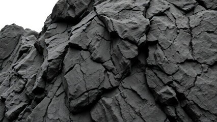 Black and white background. Black rock background. Mountain texture. Close-up. Volumetric stone background.