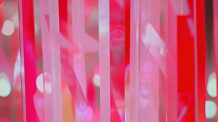 Naklejka premium Colorful ribbons hanging vertically create an abstract aesthetic composition