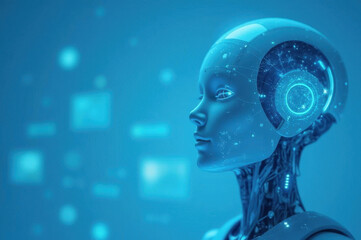 Obraz premium Futuristic chatbot processing user queries digital realm holographic interface