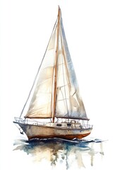 Obraz premium A painted sailboat on the water is displayed in this image