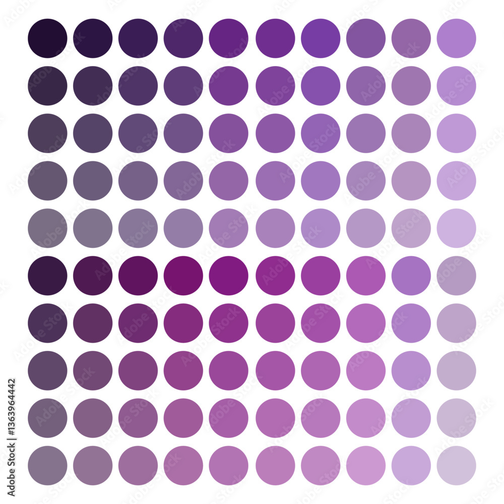 Poster purple gradient circles. modern dot pattern. abstract vector design. smooth purple tones.