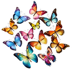 set of colorful butterflies