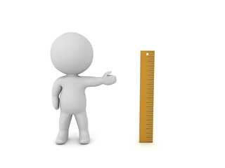 3D Character showing ruler