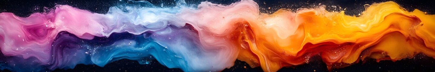 Obraz premium Colorful Smoke Abstract: Swirling clouds of vibrant hues dance across a dark expanse, creating an abstract spectacle of color, texture, and movement.