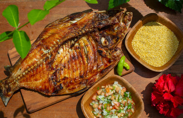 Tambaqui _ grilled fish with vegetables 