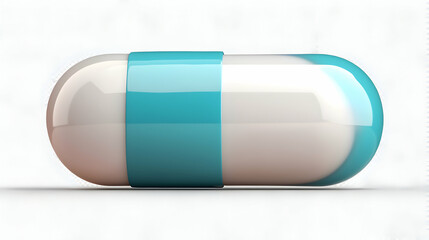 Teal and White Capsule Pill 3D Render