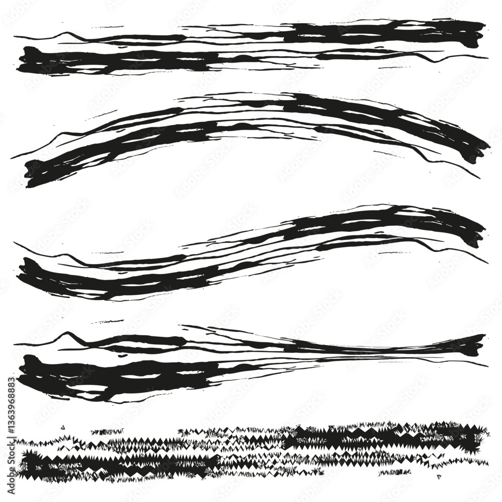 Poster brushstroke line set. hand drawn texture. abstract artistic strokes. vector elements.