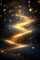 Sparkling Golden Light Trails Against Dark Background Appearing Celestial