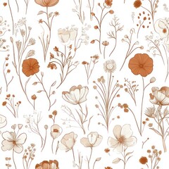 A beautiful illustration with a repeating pattern of delicate flowers