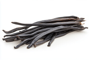 Vanilla Beans Pile, Photo, Spice and Flavor Ingredient on White Background