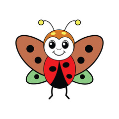 outline of a happy ladybug mascot.eps