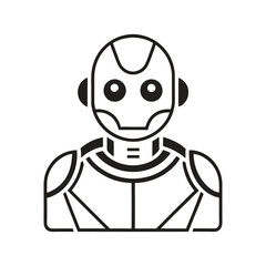 outlineof a futuristic ai robot mascot.eps