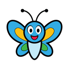 outlineof a playful butterfly mascot.eps