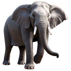 Elephant isolated on white, generative ai , PNG