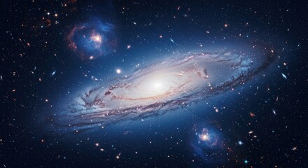 Fototapeta premium Magnificent Spiral Galaxy View with Stars and Nebulae in Deep Space