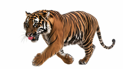 Obraz premium Tiger Walking Against White Background