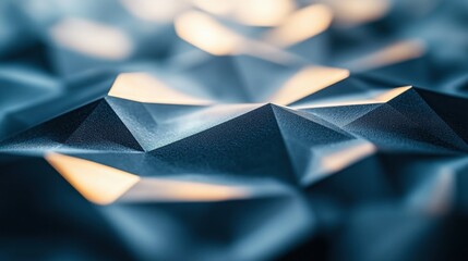 Abstract geometric pattern of dark, textured triangles.  Close-up view of the intricate, three-dimensional design.  A cool, muted blue-gray color palette creates a subtle and sophisticated aesthetic