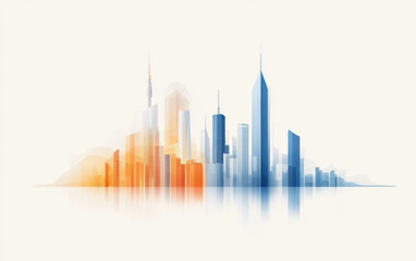 Fototapeta premium Minimalist graphic illustration of city and building Outlines