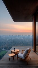 Obraz premium Sunset City View Terrace Relax.