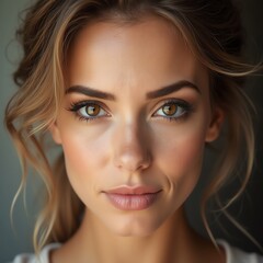 Fototapeta premium Portrait of a beautiful woman with captivating green eyes.