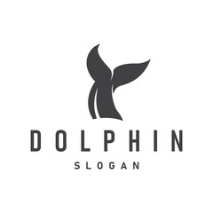 ocean animal silhouette design dolphin logo concept with black silhouette minimalist simple illustration of ocean product brand template