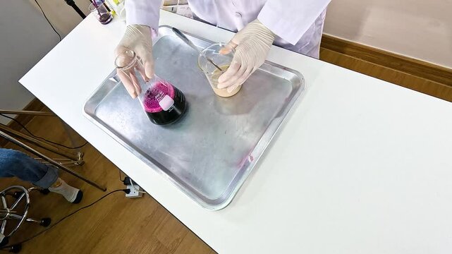 Colorful Chemical Reaction in Laboratory Setting