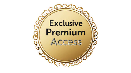 Shiny Gold Seal with Embossed "Exclusive Perm" Text Isolated on White Background