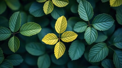 Obraz premium Vibrant Green and Yellow Leaves Nature Background