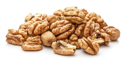Obraz premium A pile of walnuts on a white background