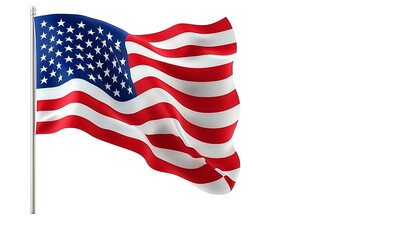 Obraz premium American Flag Waving with Pole on Transparent