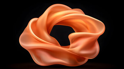 Abstract Orange Fluid Shape on Black Background